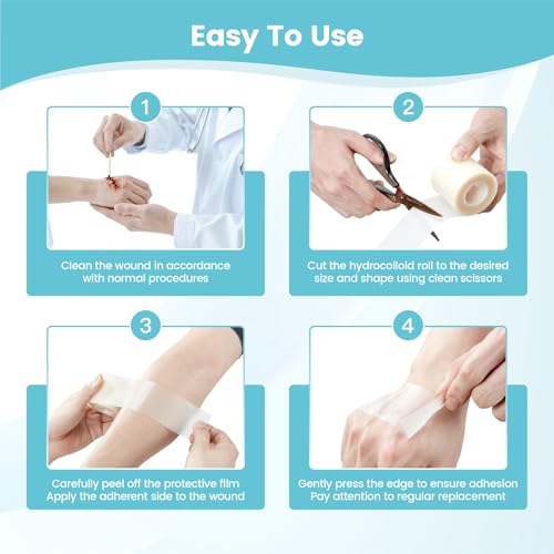 LIFARA Hydrocolloid Roll for Wound Care - Cut-to-Size, Extra Large Hydrocolloid Patch Bandages with Self-Adhesive, Ultra A...