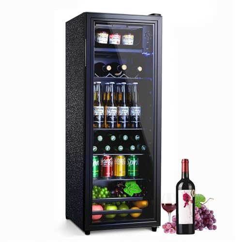 Anypro Beverage Refrigerator Cooler 4.5 Cu.Ft, Mini Fridge with Freeze with Glass Door for Soda Beer or Wine, Small Drink ...