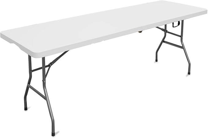 Plainsity 8ft Folding Table, Foldable Table with Foldable, Easy to Carry, for Family Gatherings, Outdoor Gatherings, Indoor