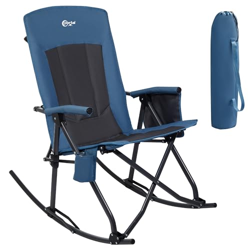 PORTAL Oversized Folding Rocking Camping Chair Portable Outdoor Rocker with High Back Hard Armrests Carry Bag, Supports 40...