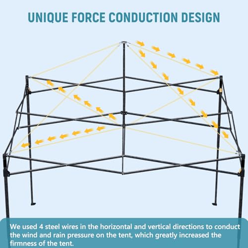 Benass 10x10 Pop Up Canopy Tent with 8 Reinforced Steel Wire Ropes, Heavy Duty Instant Canopies with 3 Removable Sidewall...