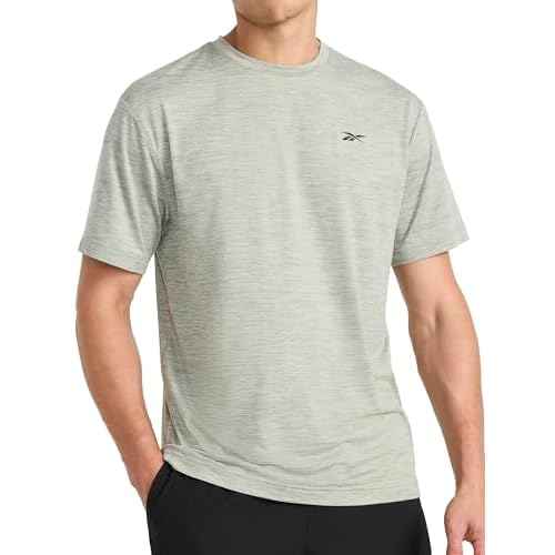 Reebok Men's Strike Short Sleeve Crewneck T-Shirt, Standard Fit, Lightweight Stretch Poly Jersey Fabric