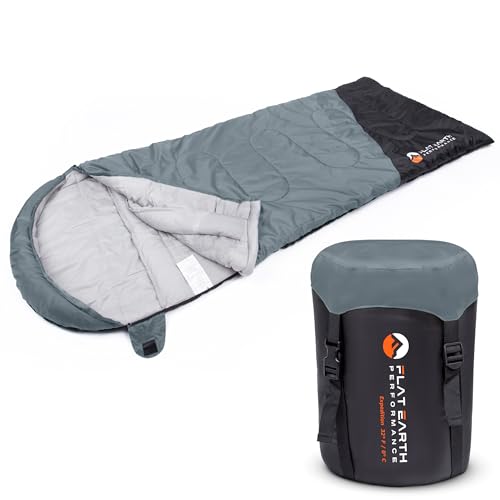 Flat Earth Performance Expedition Sleeping Bag with Compression Sack – 32°F/0°C for Teens/Adults Up to 6'2", Lightweight, ...