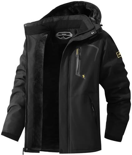 MAOYSSEN Men's Ski Jacket Warm Winter Snow Coat Waterproof Mountain Windbreaker Snowboarding Jacket Hooded for Hiking Traval