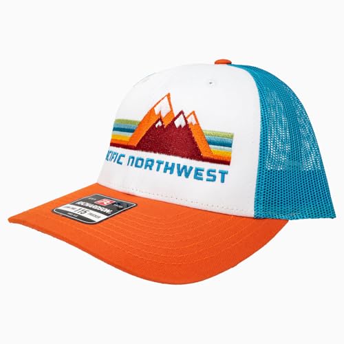 Pacific Northwest Trucker Hat - Richardson 115 Embroidered Snapback Cap for Men & Women - Hiking, Camping & Outdoor Adventure