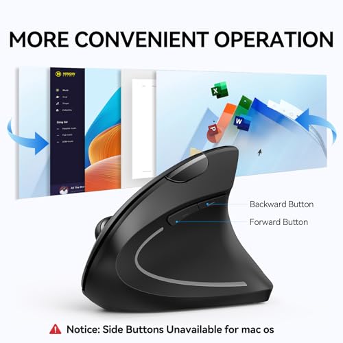 TECKNET Ergonomic Mouse, Wireless Bluetooth Vertical Mouse, 4800 DPI Optical Tracking, 6 Adjustable DPI, Quiet Clicks, 2.4...