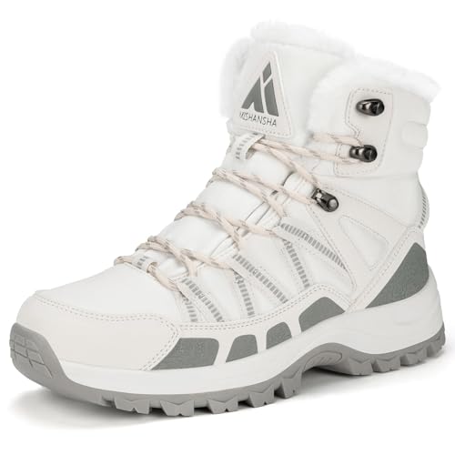 Mishansha Women's Winter Snow Boots Waterproof Warm Fur Lined Ankle Hiking Boot Non-Slip Outdoor Cold Weather Shoes