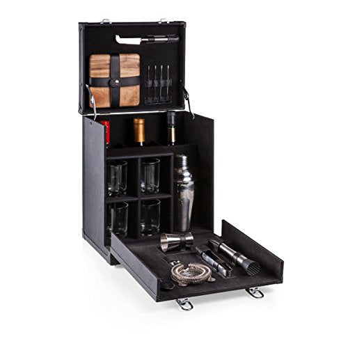 Picnic TIME Hamilton Bartender Kit, Portable Bar Case with Cocktail Shaker Set, Professional Mixology Bartender Kit Stand,...