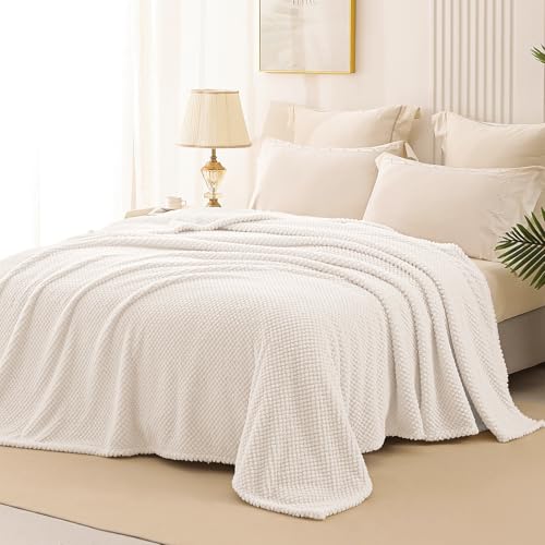 Whale Flotilla Queen Size Fuzzy Fleece Blanket for Bed, 90x90 Inch Fluffy Warm Soft Jacquard Blankets for All Season, Ligh...