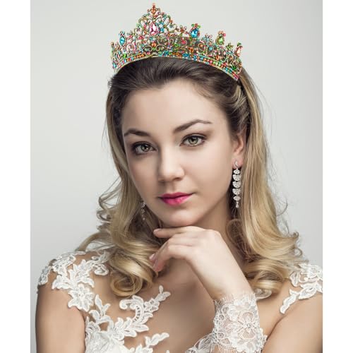 AHONEY Medieval Tiaras and Crowns for Women, Baroque Queen Crown Vintage Princess Fairy Tiara for Birthday Prom Halloween ...