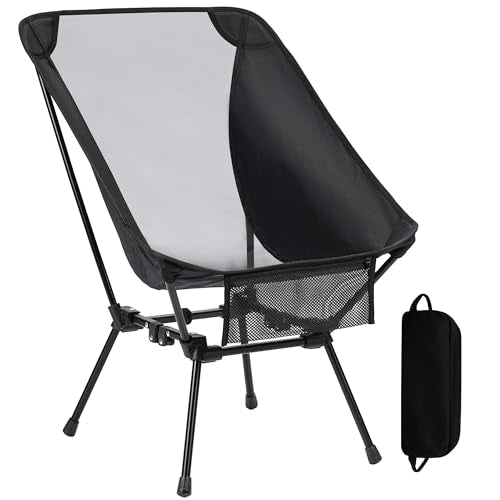Aluminum Camping Chair with Storage Bag, 400lb Capacity, Roomier & Compact Folding Chairs for Adults, Lightweight & Portab...