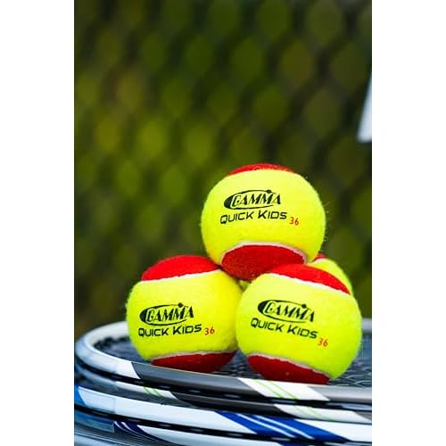 GAMMA Quick Kids 36, 60, & 78 Training Tennis Balls for Kids & Beginners, Low-Compression Core Reduces Speed & Bounce, Great for Tennis Practice, USTA & ITF Approved for Use in 10 & Under Tournaments