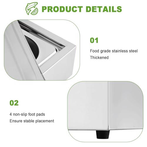 YMJOINMX Ice Food Serving Display Tray with Clear Roll Top Cover Buffet Cold Serving Cooler Platter w/ 2 Ice Packs Cooling...