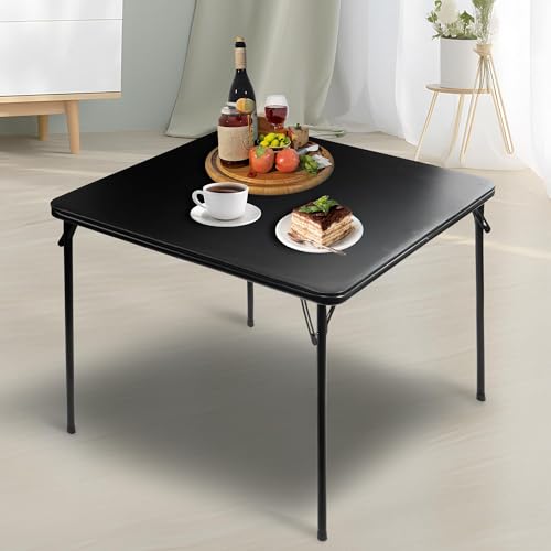 ELEVON 34" Square Folding Table, Portable Card Table with Collapsible Legs and Padded Sponge Top for Indoor/Outdoor Use, P...