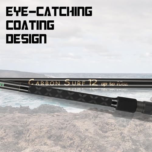 LITTMA Conventional Saltwater Fishing Rods with Fuji Ring Heavy Duty 9/10/11/ 12ft Portable Graphite Surf Casting/Spinning...