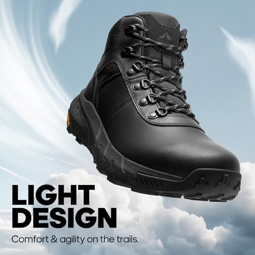 NORTIV 8 Men's Waterproof Hiking Boots Lightweight Outdoor Mid Trekking Winter Snow Leather Shoes DriftShield
