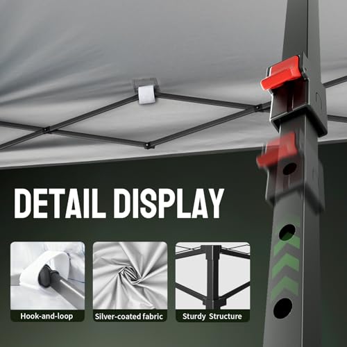CROWN SHADES 10x10 Pop Up Canopy Tent - Patented Center Lock One Push Instant Outdoor Canopy Beach Tent with STO-N-Go Bag ...