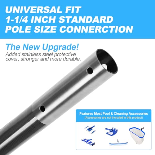 Carbon Fiber Pool Pole, Professional Ultralight Pool Poles 4.6 to 15 FT, Telescoping Lightweight Pool Cleaning Pole, Heavy...
