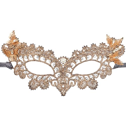 Zinniday Butterfly Lace Masquerade Mask - Halloween Renfaire Shiny Butterfly Masks for Women Halloween Masquerade