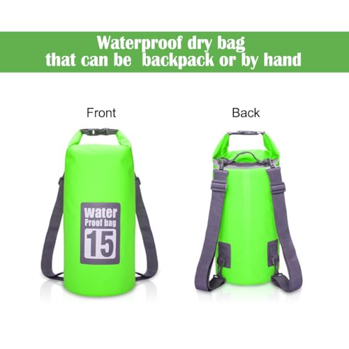 Dry Bag Waterproof, 15L Roll Top Lightweight Dry Storage Bag Backpack for Travel Swimming Boating Kayaking Paddle Board Ca...