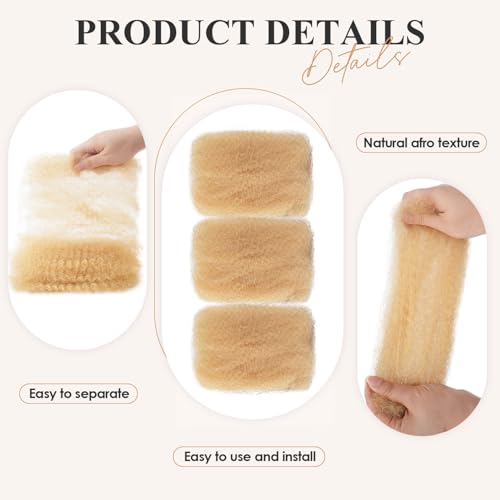 613 Afro Kinkys Bulk Human Hair For Twists, Afro Kinky-Curly Human Hair Bulk For Dreadlocks Extensions,Bulk Human Braiding Hair Afro Kinky Twist Extensions Natural And Soft (22 Inch, 30g/Pack)