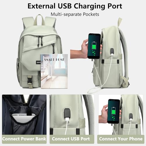 School Backpack College Bookbag for Teen — Student Aesthetic Bagpack for Girls 15.6 Inch Daypack with USB Charger Women La...