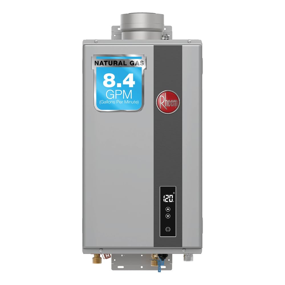 Rheem RTG-84DVLN-3 High Efficiency Non-Condensing Indoor Tankless Natural Gas Water Heater 8.4 GPM, 180,000 BTUs