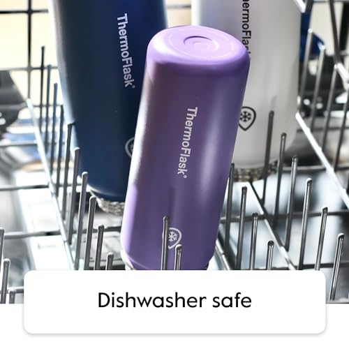 ThermoFlask 24 oz Double Wall Vacuum Insulated Stainless Steel Water Bottle - Reusable with Leakproof Chug & Straw Lids - ...