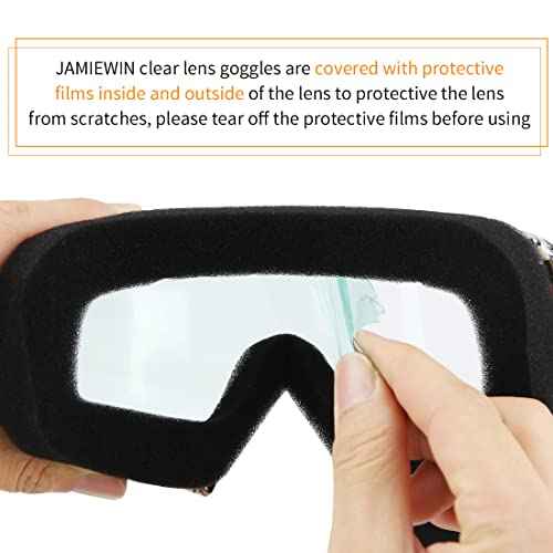 JAMIEWIN Clear Lens Dirt Bike Motorcycle Goggles ATV Racing Motocross Mx Goggle Glasses UV Protection for Men Women Youth Kids (Clear Lens)