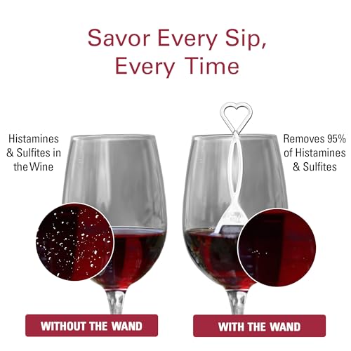 PureWine The Wand Wine Purifier - Red & White Wine Filters for Histamines & Sulfites, Sulfite Remover Sticks, Helps Allerg...
