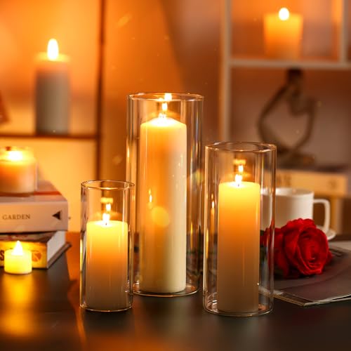 PHOSPHOR Hurricane Candle HoldersFor Pillar Candle Clear Glass Cylinder Centerpieces Vases Table Decoration Centerpiece Fl...
