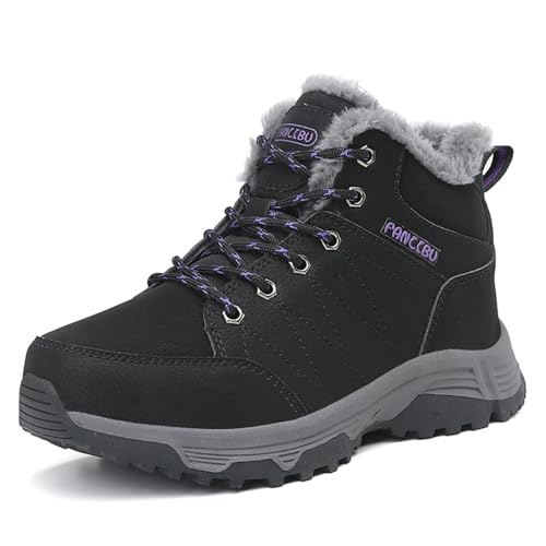 HANABIRA Women Waterproof Winter Ankle Snow Boots Non-Slip Hiking Boots with Warm Fur Lined Winter Walking Boots Sneakers ...