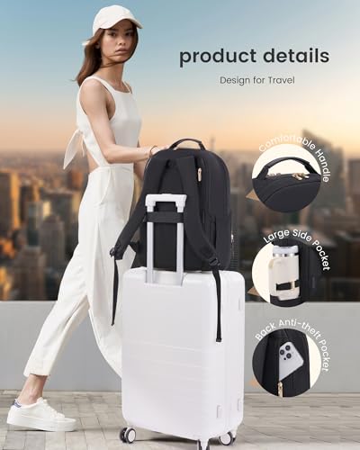 LOVEVOOK Laptop Backpack for Women with 2X Extra-Large Tumbler Pockets, 15.6" Work Backpack Purse, Travel Personal Item Ba...