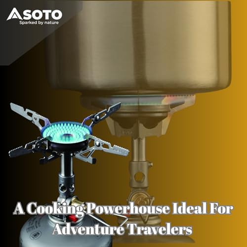 SOTO WindMaster Canister Stove with 4Flex for Windy Weather - Lightweight and Durable Backpacking Camp Stove, Compact Port...