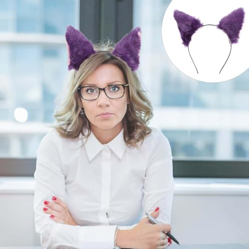 VOSCHOIX Cat Fox Wolf Fur Ears Headband,Halloween Furry Animal Ears Hair Hoop Cosplay Headwear Party Costume Accessories f...