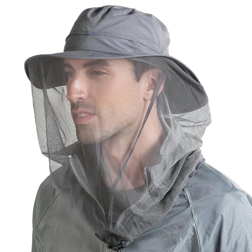 Peicees 3Pcs Head Net Hats for Men Women Adventure Fishing Hat Safari Hat for Hunting Camping Hiking, Dark Gray and Army G...