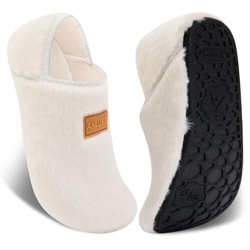 ANLUKE House Slippers for Women Men with Rubber Sole Soft Lightweight Indoor/Outdoor
