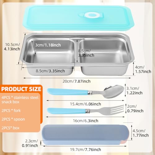 Kazheon Grab and Go Snack Containers,Stainless Steel Double Compartment Snack Containers with Lids,Reusable Condiment with...