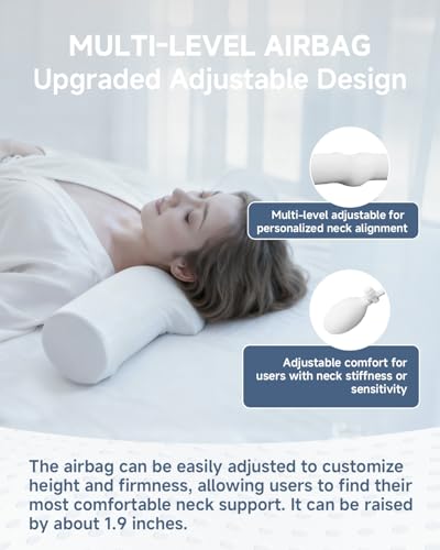 SMDR Adjustable Cervical Neck Pillow with Air Cushion, Ergonomic Bolster for Neck and Shoulder Support, Firm Polyurethane ...