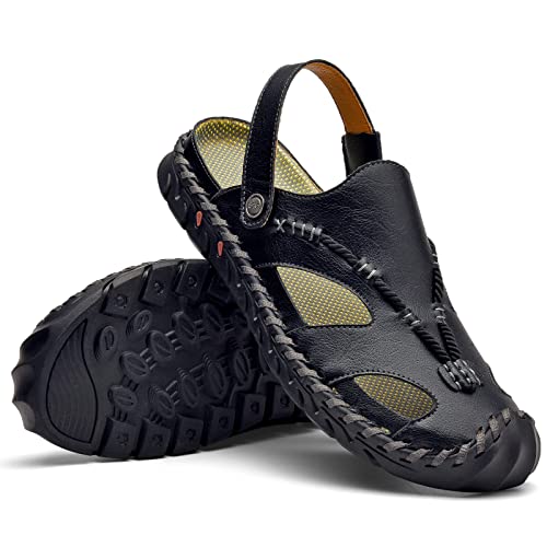 Shaire Men'S Sandals Outdoor Leather Closed Toe Beach Shoes