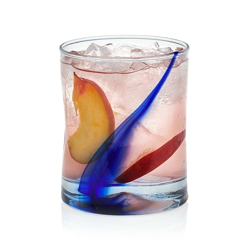 Libbey Blue Ribbon Rock Glasses Set, Artisan-Inspired Four-Dimple Shaped Glass Cups, Dishwasher Safe Whiskey Glasses Set o...