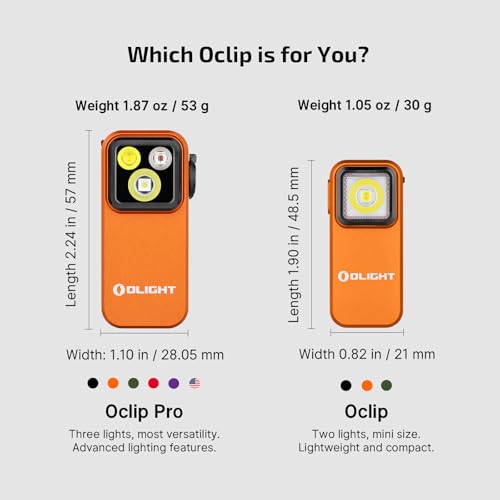 OLIGHT Oclip Pro EDC Flashlight Clip-on Light, Rechargeable 500 Lumens with Three Lighting Solutions Type-C Charging, Magn...