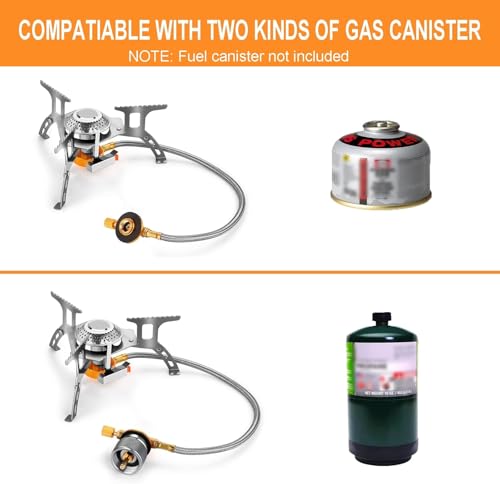 WADEO Camping Gas Stove, 3700W Portable Backpacking Stove with Piezo Ignition, Portable Burner, Camping Stove Adapter and ...