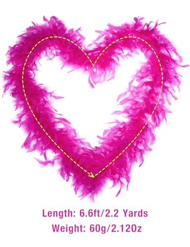 JICASTO Turkey Feather Boas, 60g 6.6ft Colors Boa with Heart Sunglasses for Women Dancing Wedding Party Cosplay Halloween