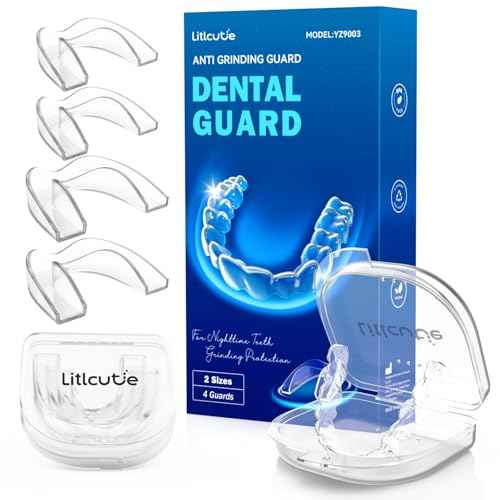 Mouth Guard for Grinding Teeth at Night,Teeth Grinding Mouth Guard for Sleep,Reusable Guards for Sleeping,4 Pack/2 Size,Transparent