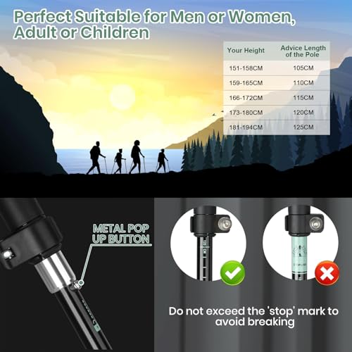 aiGear 2 Pack Collapsible Lightweight Trekking Poles, Adjustable 7075 Aluminum Hiking Poles with Anti-Shock EVA Foam Grips...