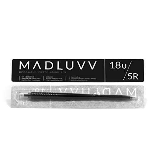 MADLUVVV 2-in-1 Microblading Sterile Pen for Professional Brow Artistry, Premium Micro Hair Strokes & Shading, Disposable Double Sided Pens for Eyebrow Pigment Ink - #18U/5R