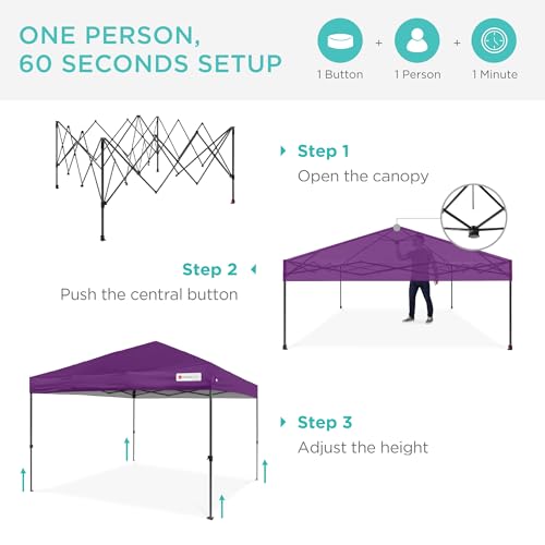 Best Choice Products 8x8ft 1-Person Setup Pop Up Canopy Tent Instant Portable Shelter w/ 1-Button Push, Case, 4 Weight Bag...