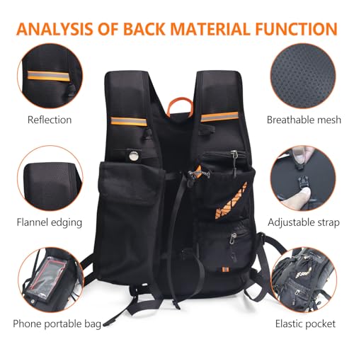 Lightweight Hydration Backpack with 2L Hydration Bladder & Compass & Whistle, Touch Phone Pocket, Breathable Reflective Hy...