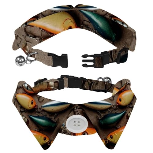 Double Pack Quick-Release Dog Bow Ties – Adjustable 11-12 Inches, Perfect for Hyperactive Pets & Outdoor Adventures (Fishi...